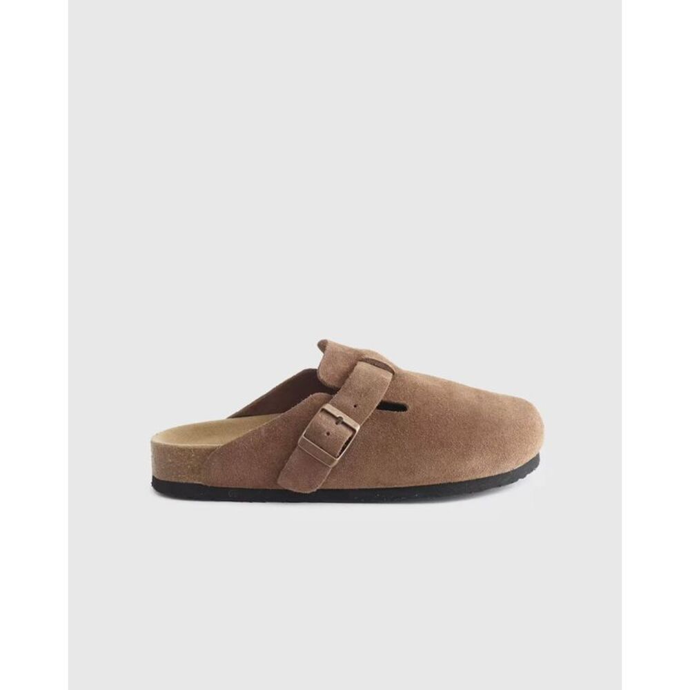 Quince Womens Water Repellent Suede Clog Mule Cafe Shoes 10